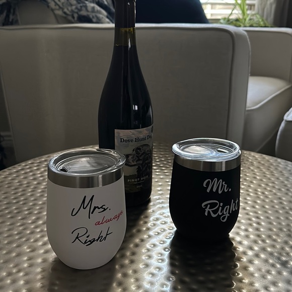 Mrs always right and Mr right wine tumblers - Picture 2 of 7